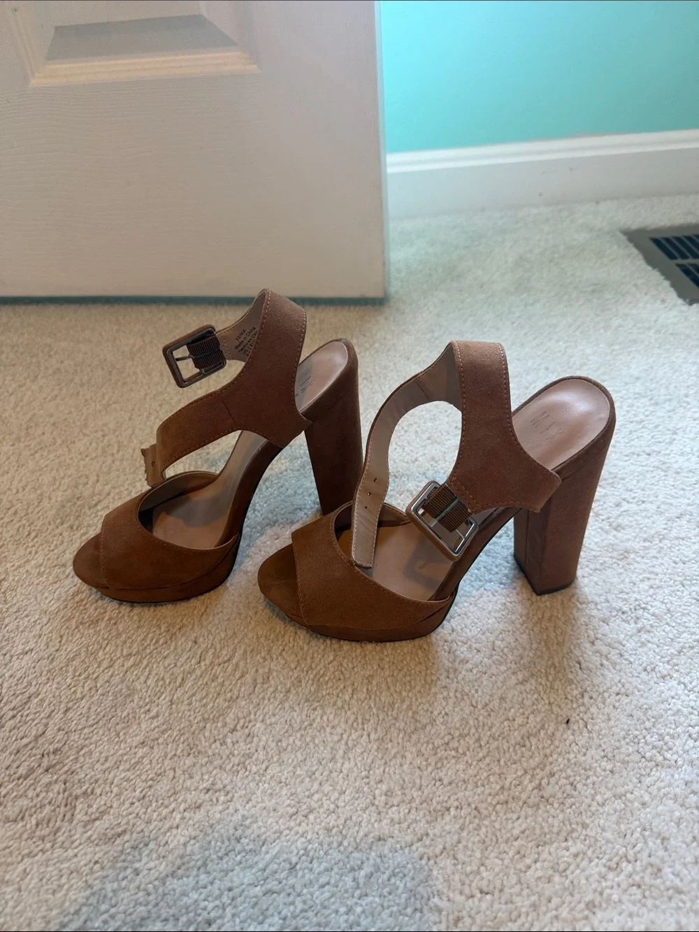 Mix no 6 Women's Brown Suede Platform Block Heel Sandals